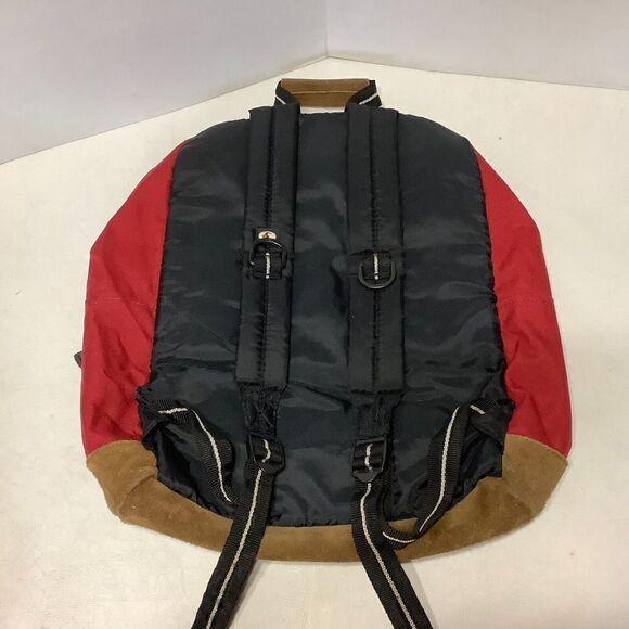 Vintage Spalding Leather Bottom Backpack Red 16" x 13" - Picture 4 of 7